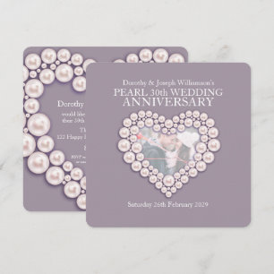 Pearl wedding anniversary 30 years photo invites