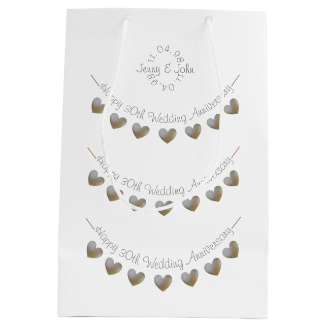 Pearl Wedding Anniversary medium gift bag (Back)