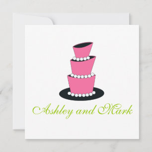 Pearl Wedding Cake Invitations Pink Green