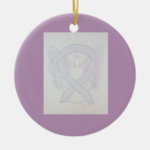 Pearl White Awareness Ribbon Angel Art Ornaments