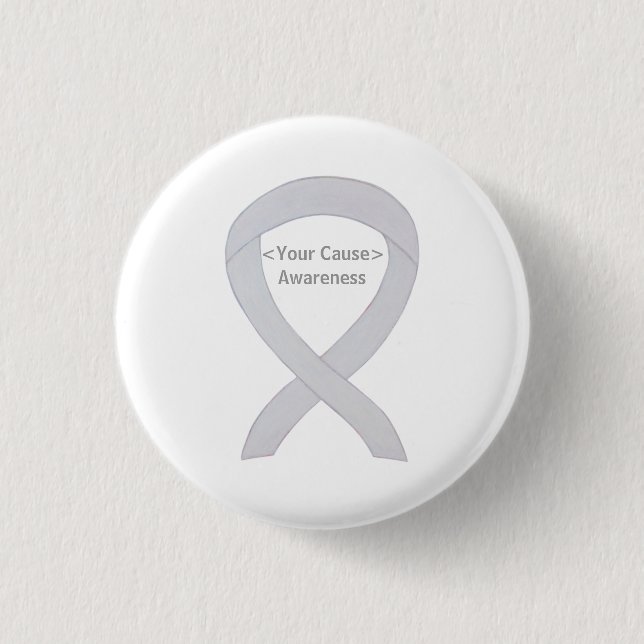 Pearl White Awareness Ribbon Custom Buttons (Front)