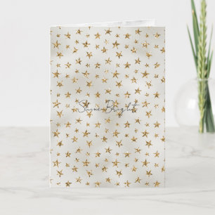 Pearl White Gold Glitter Sparkle Stars            Card