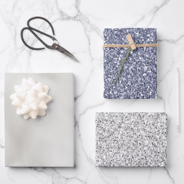 Pearl White Luxe Purple Glam Wrapping Paper Sheet (Front)