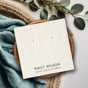 PEARL WHITE STRING LIGHTS STUD EARRING DISPLAY  SQUARE BUSINESS CARD