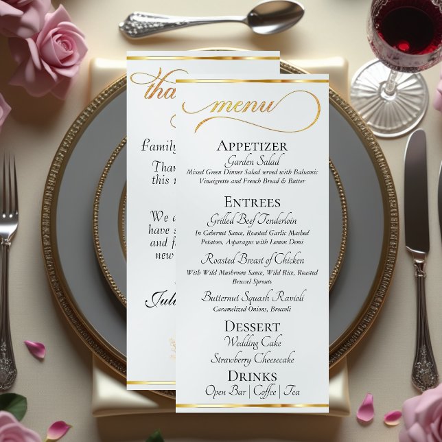 Pearl - Wreath Monogram & Thank You Wedding Menu (Creator Uploaded)