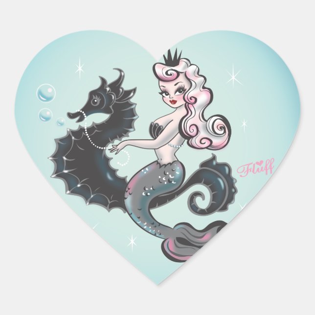 Pearla Mermaid Heart Stickers (Front)