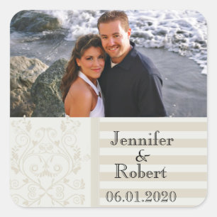 Pearled Stripes Scroll Heart Favour Sticker