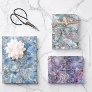 Pearlescent Floral Wrapping Paper Sheets