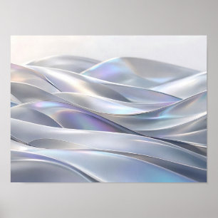 Pearlescent Metallic Waves Abstract Wall Art