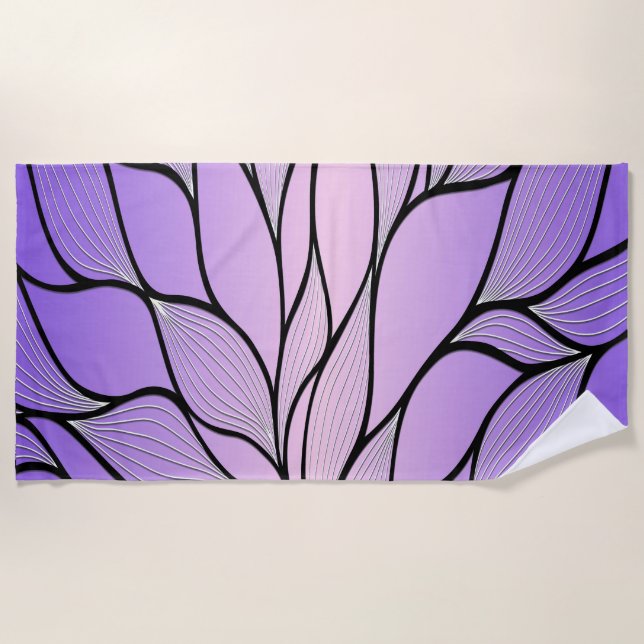 Pearlescent Purple Creative Leave Pattern  Beach Towel (Front)