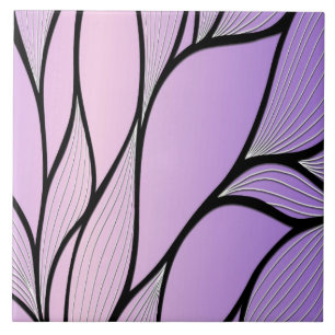 Pearlescent Purple Creative Leave Pattern  Ceramic Tile