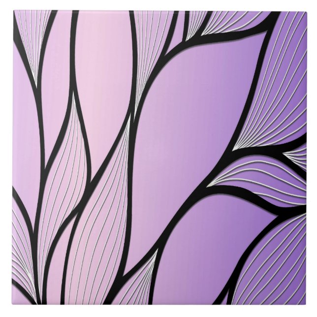 Pearlescent Purple Creative Leave Pattern  Ceramic Tile (Front)