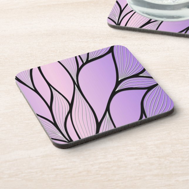 Pearlescent Purple Creative Leave Pattern  Coaster (Left Side)