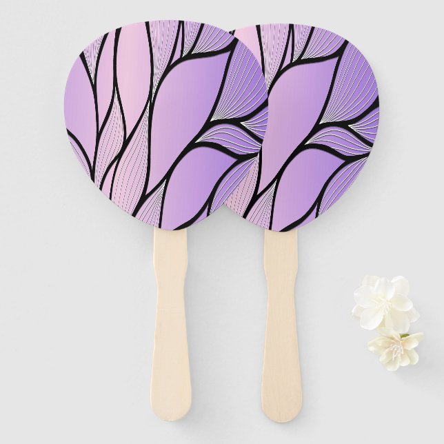 Pearlescent Purple Creative Leave Pattern  Hand Fan (Front and Back)