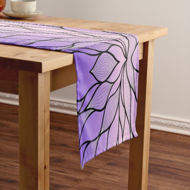 Pearlescent Purple Creative Leave Pattern  Long Table Runner (In Situ)