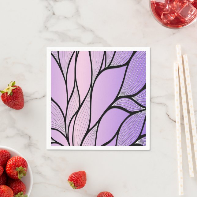 Pearlescent Purple Creative Leave Pattern  Napkin (Insitu)