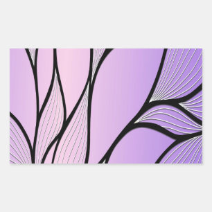 Pearlescent Purple Creative Leave Pattern Rectangular Sticker