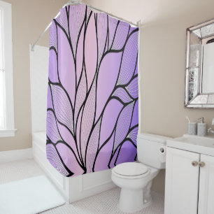 Pearlescent Purple Creative Leave Pattern Shower Curtain
