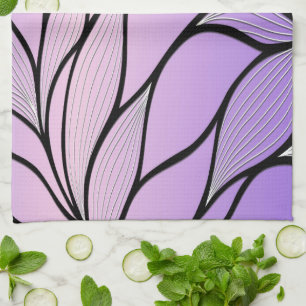 Pearlescent Purple Creative Leave Pattern Tea Towel