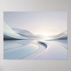 Pearlescent White Futuristic Wave Landscape Poster