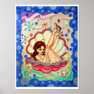 'Pearlesque' art print - (pop surreal pin-up)