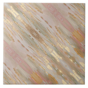 Pearlized Gold, Rose  Ceramic Tile