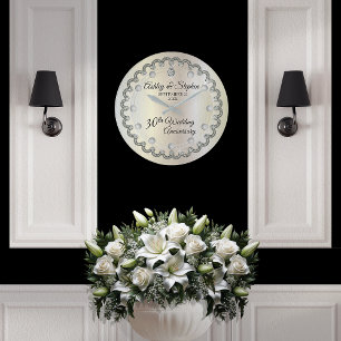 Pearls and Diamonds 30th Wedding Anniversary Large Clock