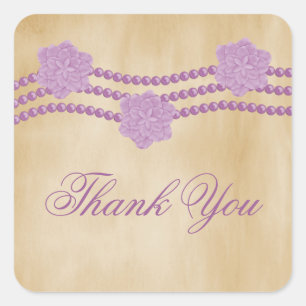 Pearls and Flowers Thank You Stickers