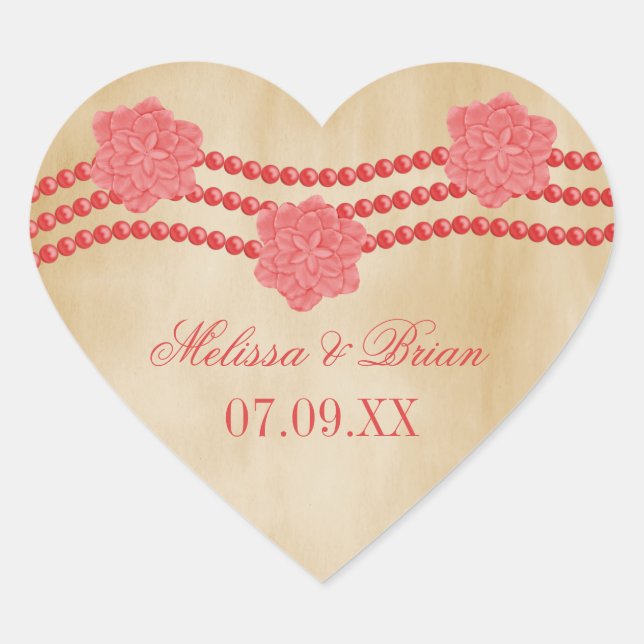 Pearls and Flowers Wedding Stickers (Front)