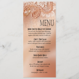 Pearls and Lace Dinner Menu perfect peach