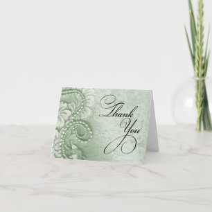 Pearls and Lace Thank You   mint green