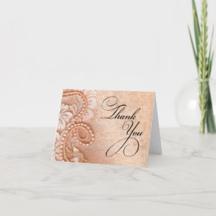 Pearls and Lace Thank You   perfect peach Card