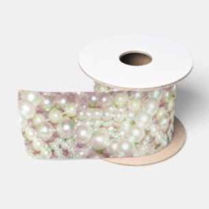 Pearls And Pink Daisy Satin Ribbon