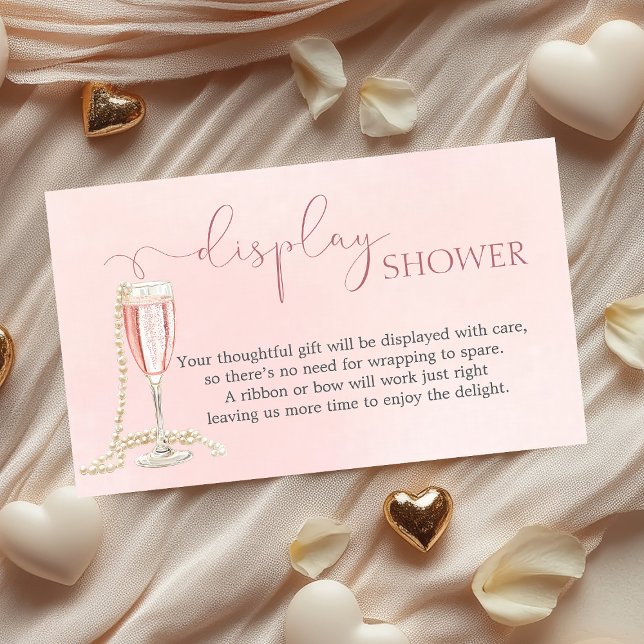 Pearls and Pink Prosecco Bridal Display Shower Enclosure Card (Creator Uploaded)