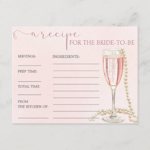 Pearls and Pink Prosecco Bridal Shower Recipe Card