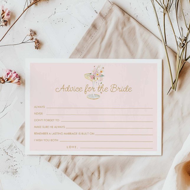 Pearls and Prosecco Advice for the Bride Card (Pink Pearls and Prosecco Advice for the Bride Card)