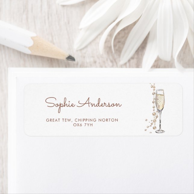 Pearls And Prosecco Bridal Shower Address Return Address Label (Insitu)