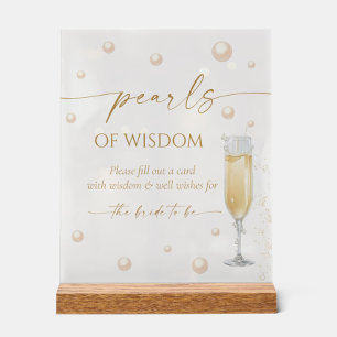 Pearls and Prosecco Bridal Shower Advice  Acrylic Sign