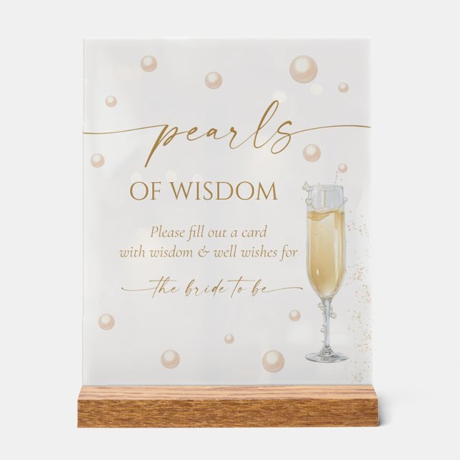 Pearls and Prosecco Bridal Shower Advice  Acrylic Sign (Creator Uploaded)