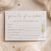 Pearls and Prosecco Bridal Shower Advice Card