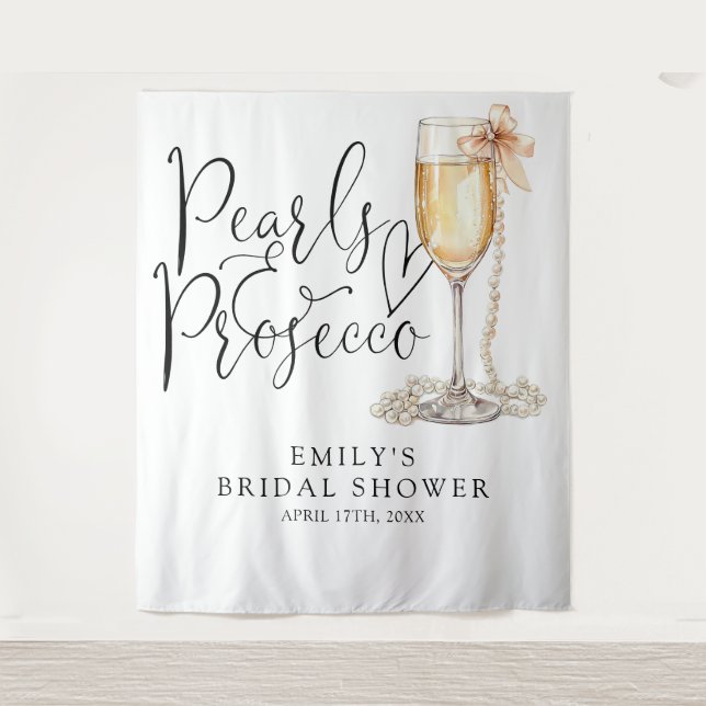 Pearls And Prosecco Bridal Shower Backdrop Tapestry (Front)