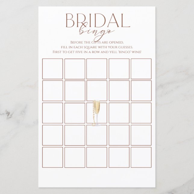 Pearls And Prosecco Bridal Shower Bingo Game (Front)