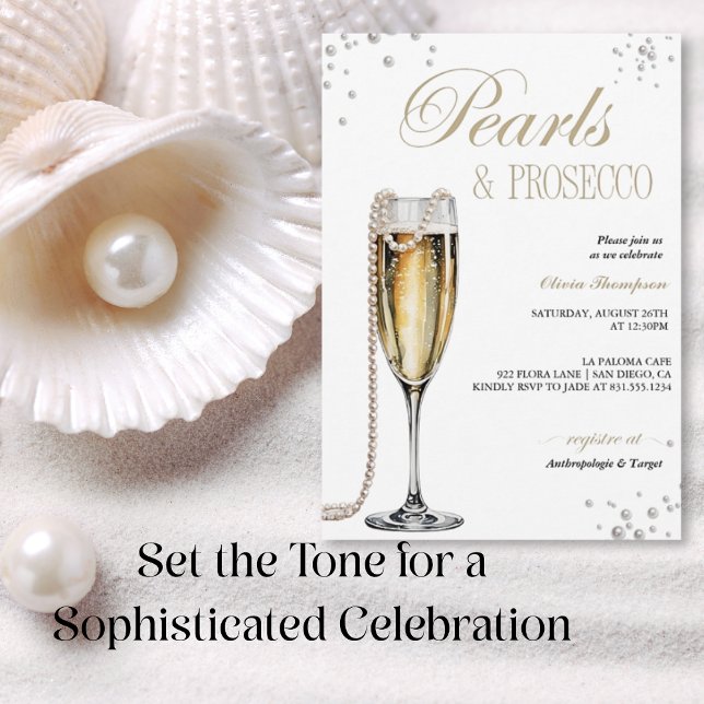 Pearls and Prosecco Bridal Shower, Bridal Brunch Invitation (Creator Uploaded)
