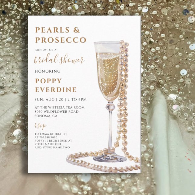 Pearls And Prosecco Bridal Shower Brunch Invitation (Creator Uploaded)