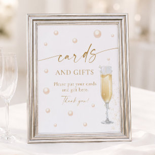 Pearls and Prosecco Bridal Shower Cards and Gifts Poster
