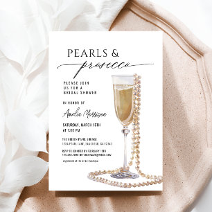 Pearls and Prosecco Bridal Shower Champagne  Invitation