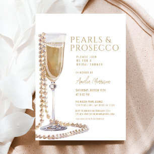 Pearls and Prosecco Bridal Shower Champagne Invitation
