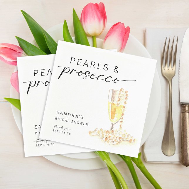 Pearls and Prosecco Bridal Shower Custom Minimal  Napkin (Creator Uploaded)