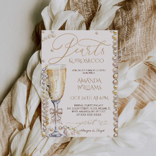 Pearls and Prosecco Bridal Shower Elegant  Invitation