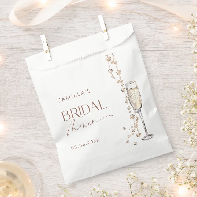 Pearls And Prosecco Bridal Shower Favour Bag (Clipped)